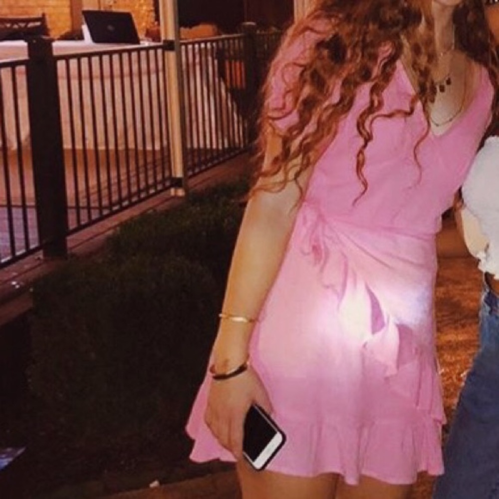 Pink wrap dress